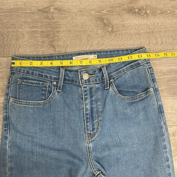 Levi’s 721 High Rise Skinny Denim Medium Wash Jeans Raw Hem 29 - Picture 8 of 15